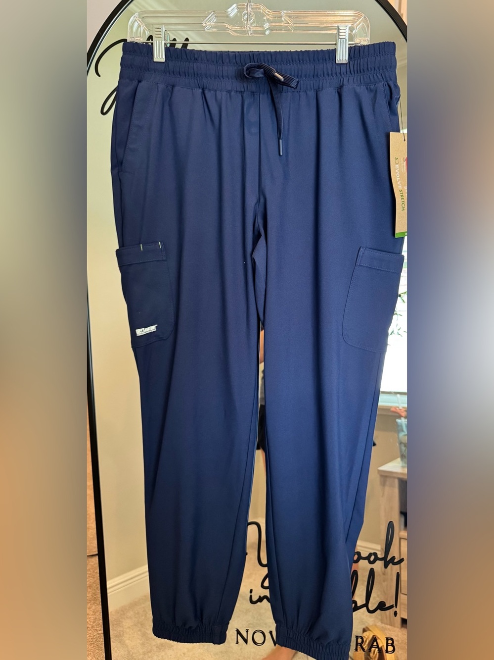 Women’s Navy Drawstring Cargo Jogger Pants
